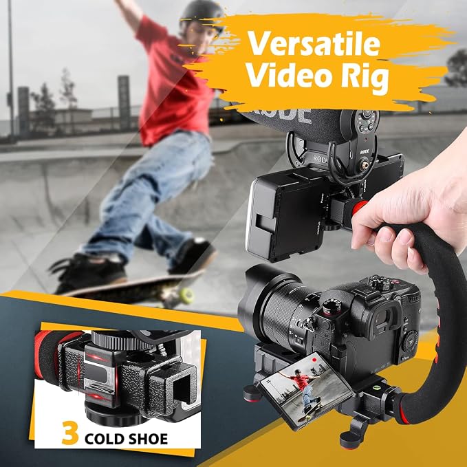 Zeadio Camera Smartphone Stabilizer, Handle Grip Handheld Video Rig,