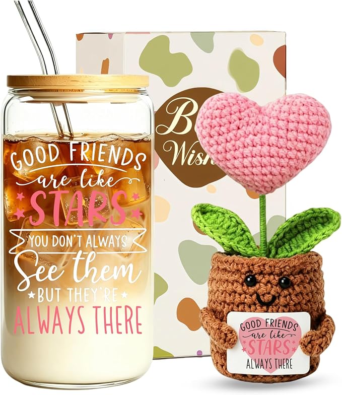 MUJUZE Friendship Gifts for Women, Glass Cup Gift Set for Best Friends | Gifts