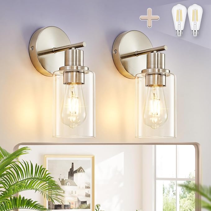 DLLT Wall Sconces Set of Two: Modern Bathroom Vanity Light Fixtures