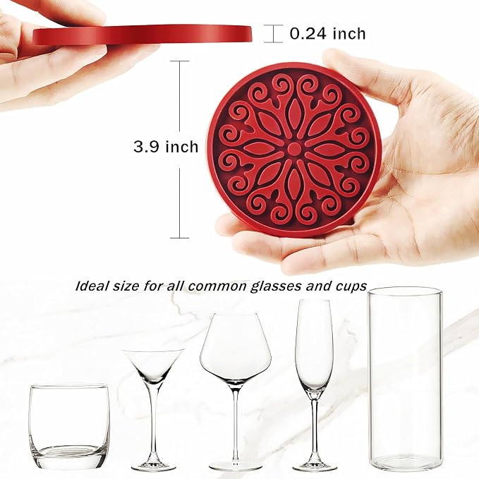 Silicone Coasters for Drinks, Resistant Reusable Drink Coasters-Great Gift for