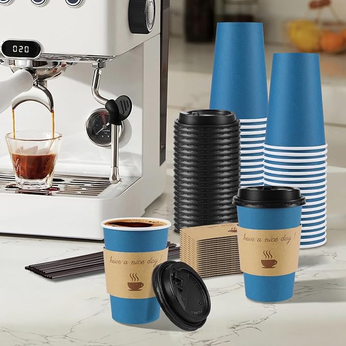 Clawsoff 100 Pack 12 oz Disposable Paper Coffee Cups