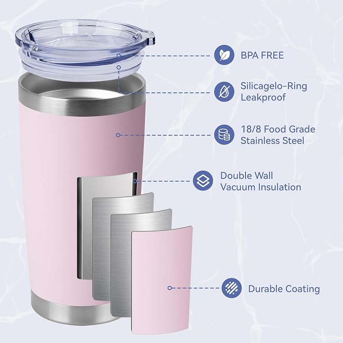 HASLE OUTFITTERS 20oz Stainless Steel Tumblers Bulk, Insulated Travel Cup