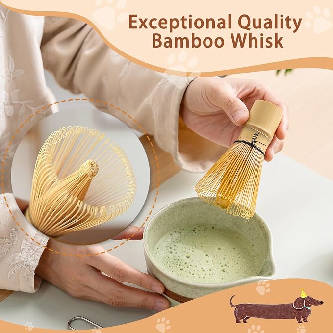 Matcha Set with Dog Pattern, 17 OZ Matcha Bowl, Matcha Kit