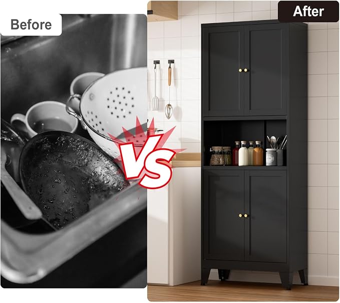 Metal Kitchen Pantry Cabinet, Freestanding Cupboards