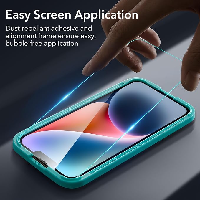 ESR for iPhone 14 Screen Protector Set, 3 Tempered-Glass Screen Protectors and