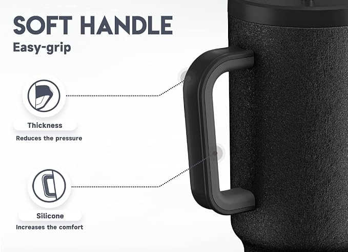 Meoky 40oz Tumbler with Handle, Leak-proof Lid and Straw, Insulated Coffee Mug