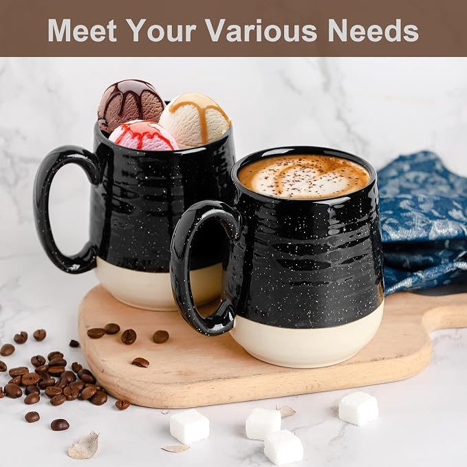 HASENSE Coffee Mugs Set of 4, 15 Ounce Ceramic Coffee Cups