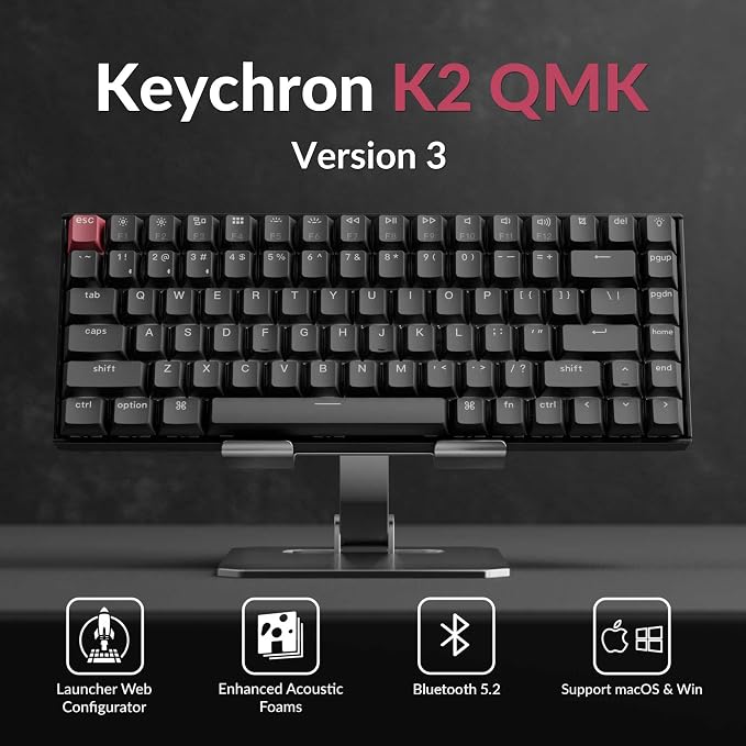 Keychron K2 75% Layout QMK Wireless and Wired Options Mechanical Keyboard Super