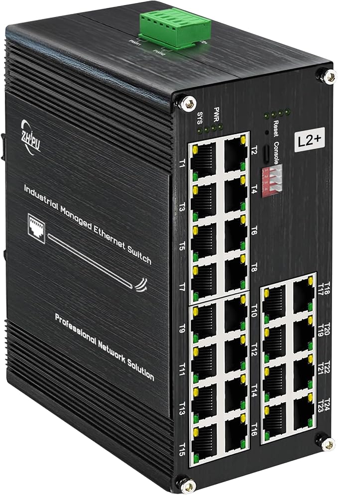 24-Port Gigabit Network Switch, L2+ Managed PoE Ethernet Switch, Support