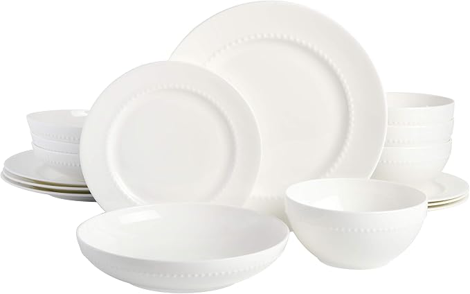 Gibson Elite Embossed Bone China 16-Piece Double Bowl Dinnerware Set, Service