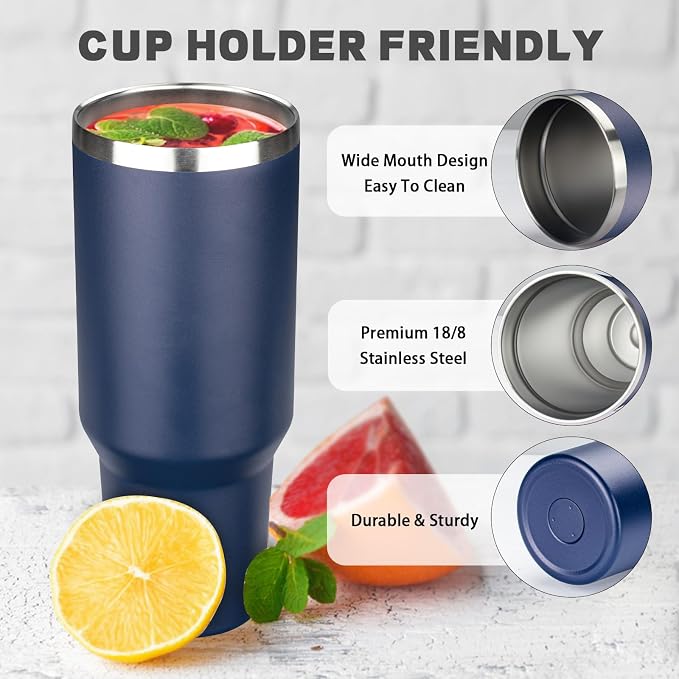 40 oz Tumbler with Lids and Straws, Stainless Steel Insulated Coffee Tumbler