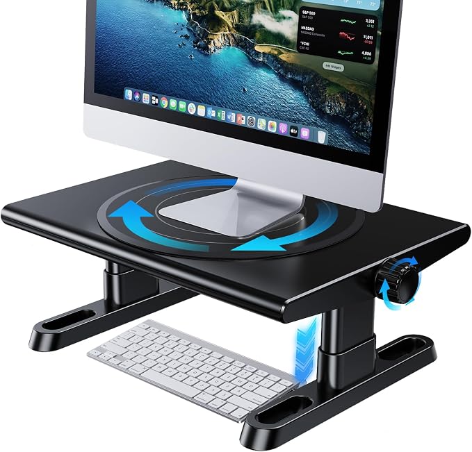 Monitor Stand Riser for Desk, 360°Rotation Freely Height Adjustable by Knob