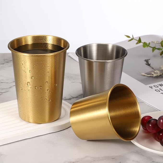 uxcell 2 Pcs Stainless Steel Cups, 12oz/350ml Metal Cups Double Wall Tumbler