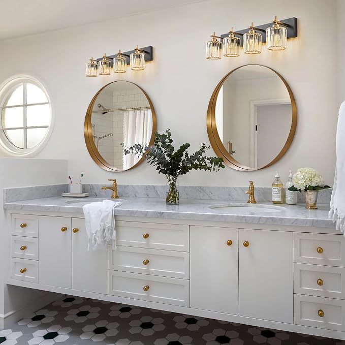 Black Gold Crystal Bathroom Vanity Light