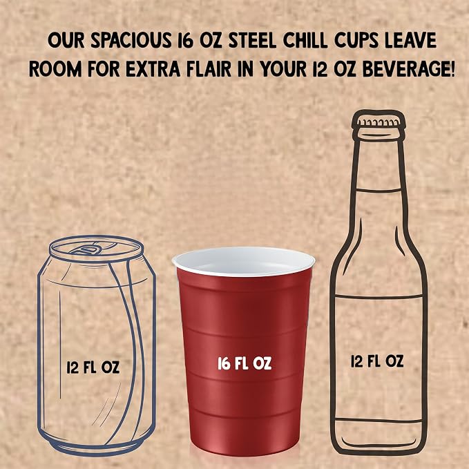 Steel Chill Cups 16 oz. Durable & Reusable Party Cups