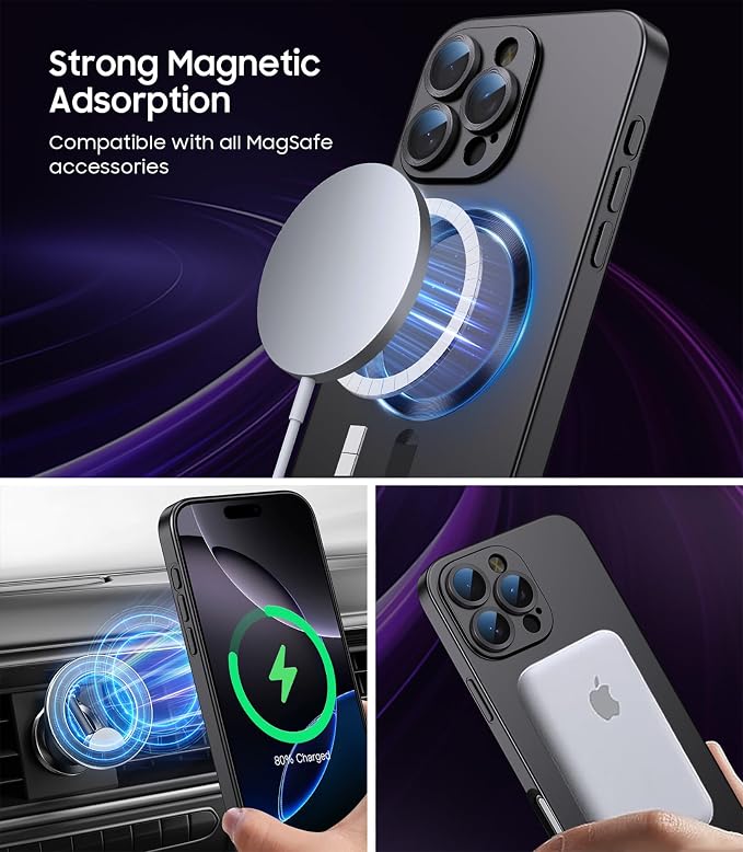 Magnetic for iPhone 16 Pro Case Slim Soft Silicone Bumper Shockproof Metallic