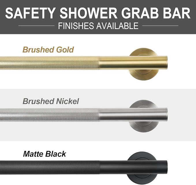 Gold Shower Grab Bars, 3 Pack Stainless Steel Bathroom Safety Grab