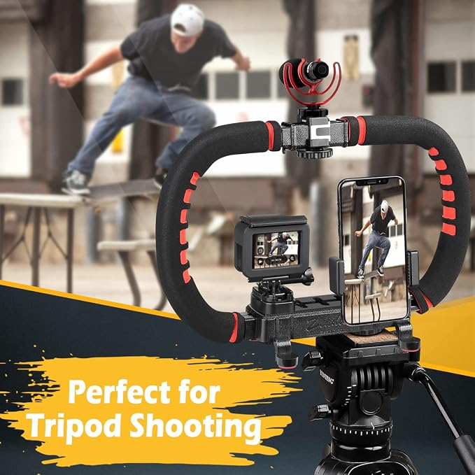 Zeadio Camera Smartphone Stabilizer, Handle Grip Handheld Video Rig,