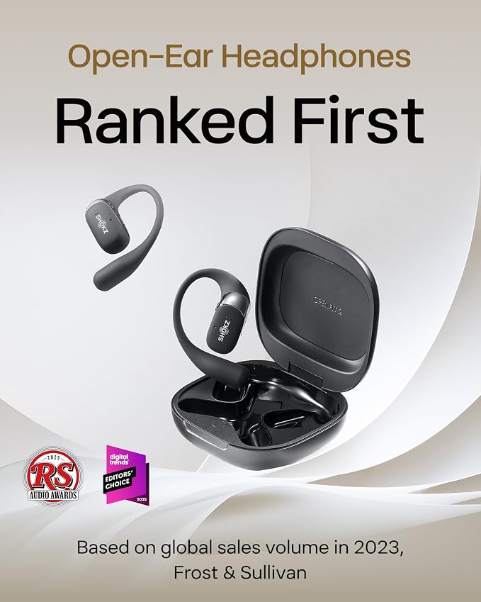 SHOKZ New OpenFit 2 Open-Ear Headphones, True Wireless Bluetooth Earphones