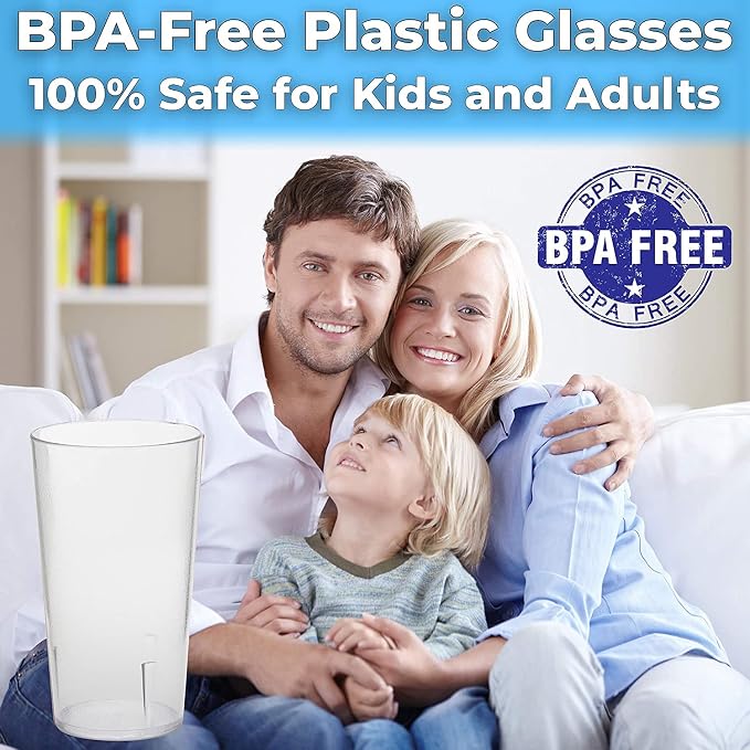 Restaurant Grade, BPA-Free 12oz Clear Plastic Cups 12pk. Super Durable