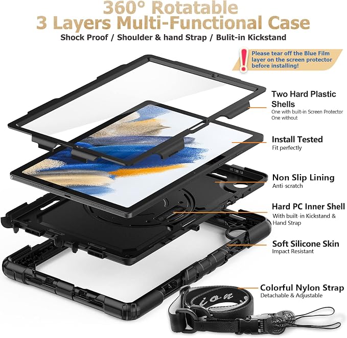 SEYMAC stock Case for Samsung Galaxy Tab A8 10.5'', Full-Body Drop Protection