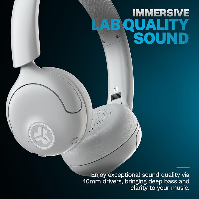 JLab Go Lux ANC Wireless Headphones, Cloud White, Hybrid Active Noise Cancelling