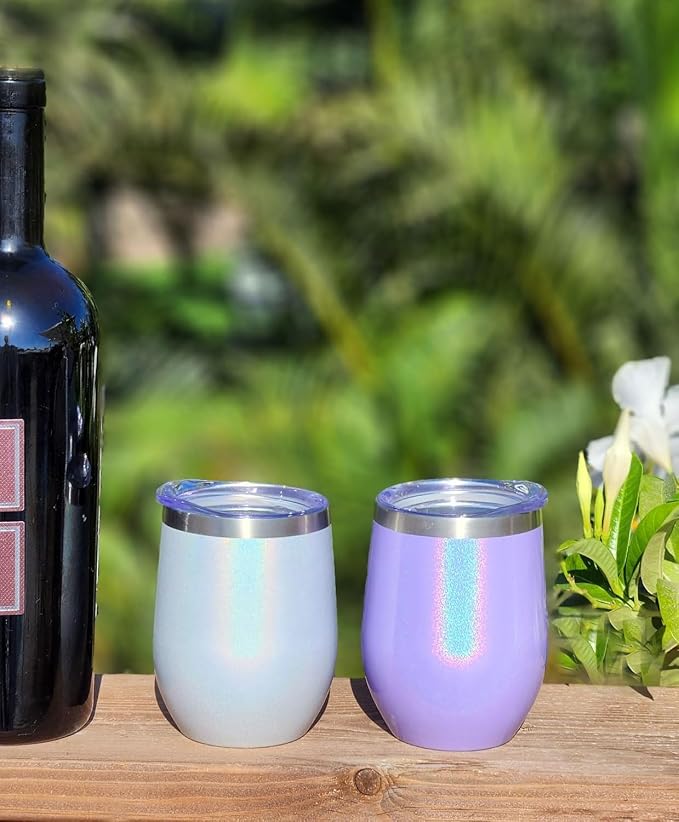 CHILLOUT LIFE 12 oz Stainless Steel Wine Tumblers 2 Pack