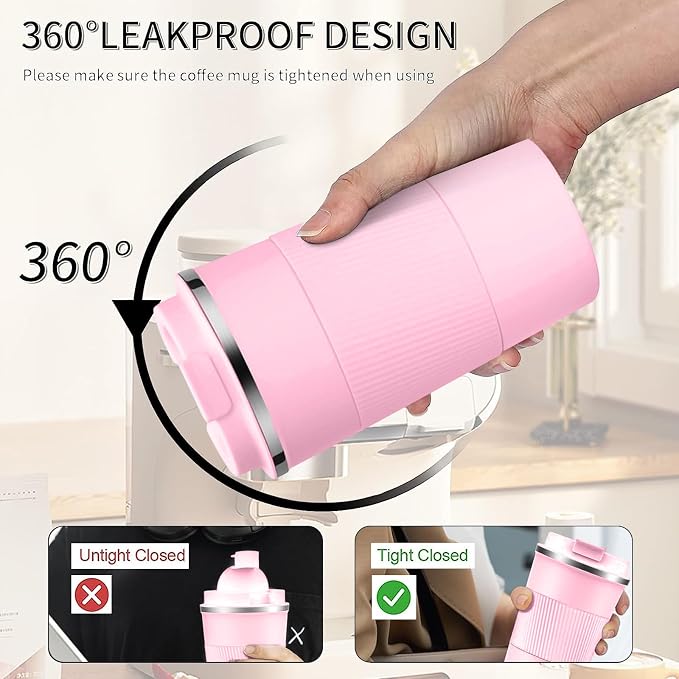 Insulated Travel Coffee Mug, Stainless Steel Coffee Cup