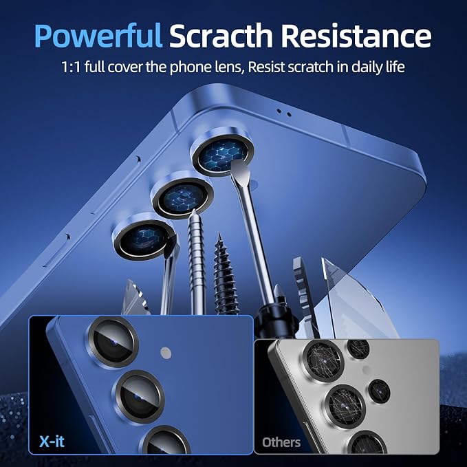 X-it Camera Lens Protector for Samsung S25, 9H Tempered Glass, Independent