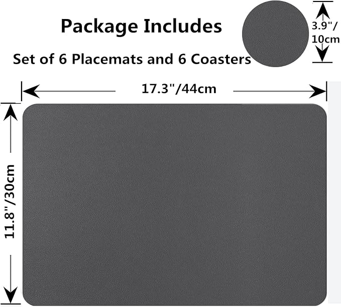 Placemats Set of 6, Faux Leather Place Mats