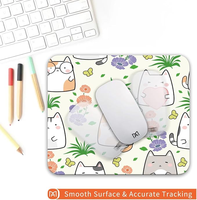 Square Mouse Pad Cute Cat, Personalized Premium-Textured Custom Mouse Mat Design