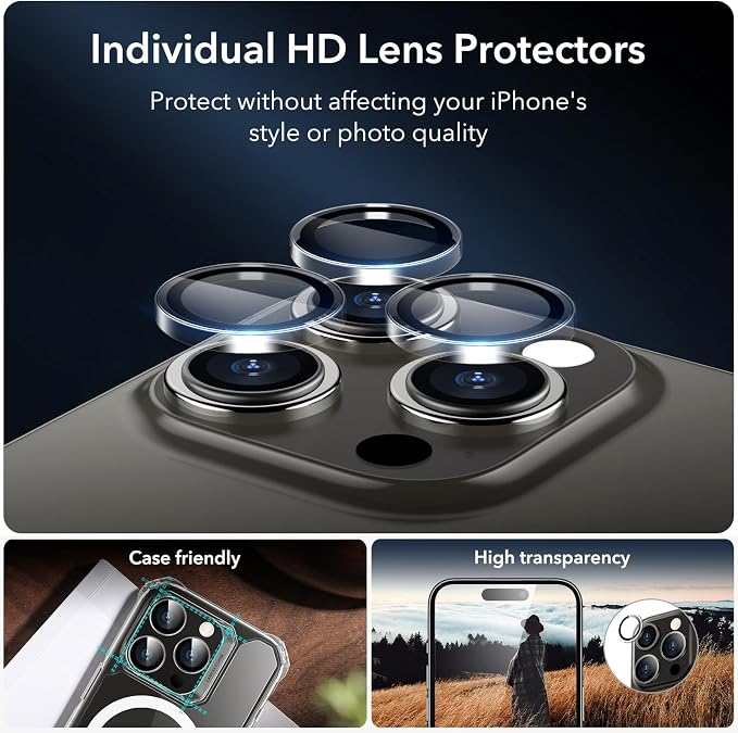ESR 3+1 Pack for iPhone 15 Pro Max Screen Protector, Full Coverage Ultra-tough