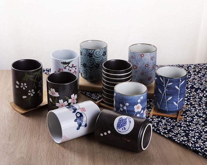 WHJY 10oz Transitional Chinese/Japanese style Handle-less Ceramic Tea cups