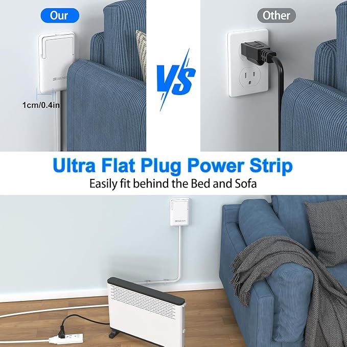 6FT Ultra Flat Plug Extension Cord