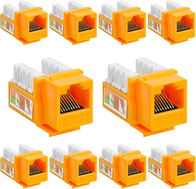 Cmple - 10 Pack Cat6 Keystone Jack Insert Punch Down RJ45 Connectors RJ45