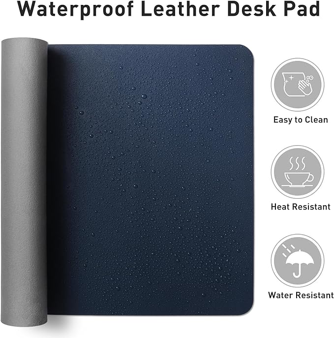 Aothia Leather Desk Pad Protector, Mouse Pad, Office Desk Mat, Non-Slip PU