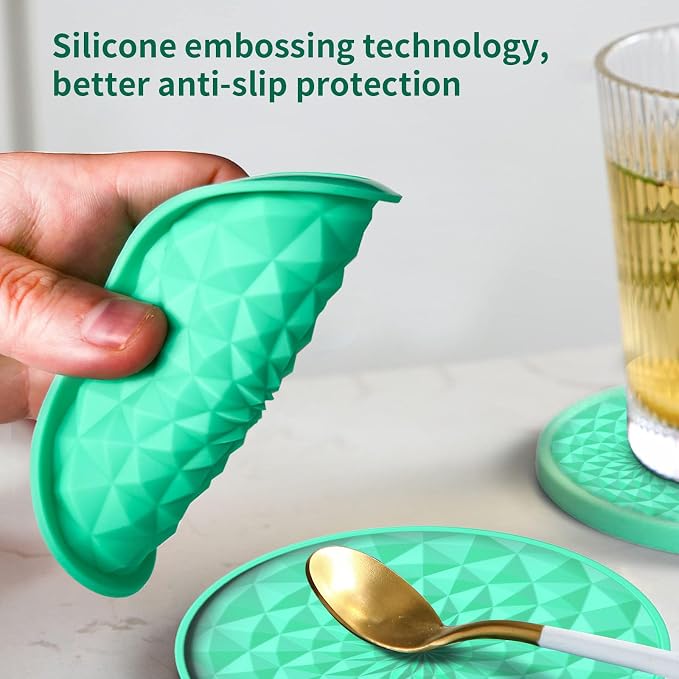 Silicone Coasters with Holders Drink Coasters, Table Cup Mat,