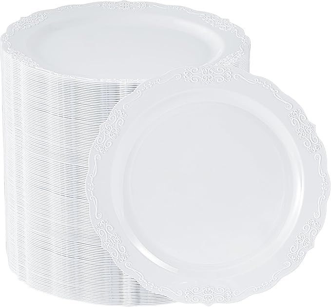 100 Pcs White Dessert Plastic Plates