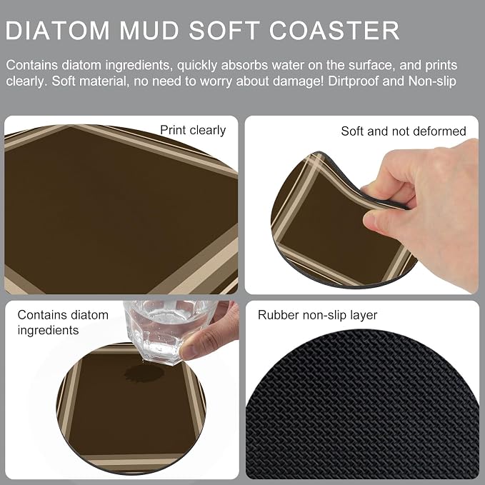 Dark Brown Coasters Set of 2 Absorbent Coasters