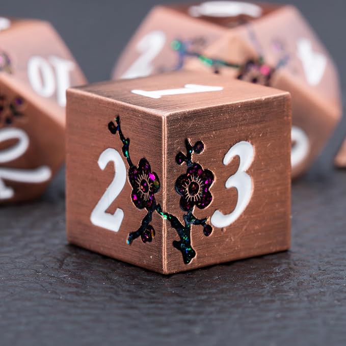 Purple & Red DND Metal Dice, Pathfinder