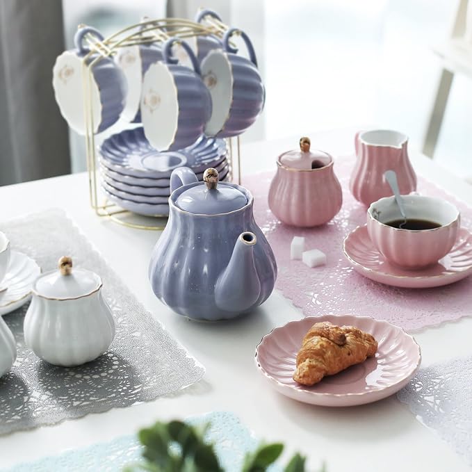 Porcelain Tea Sets British Royal Series, 8 OZ Cups& Saucer Service