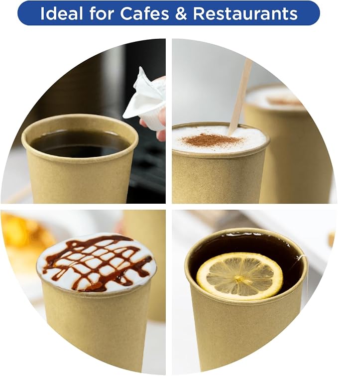 Karat 8 oz Coffee Cups, Kraft Disposable Paper Hot Cups, 1000ct | C-K508K