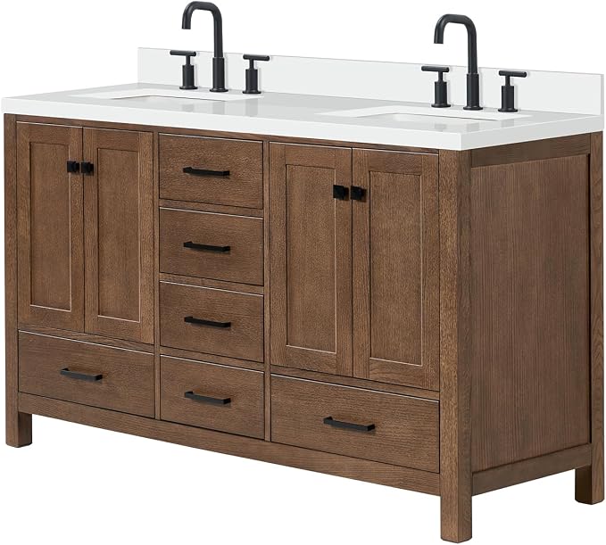 Cambridge 61 Inch Double Rectangular Sink Bathroom Vanity