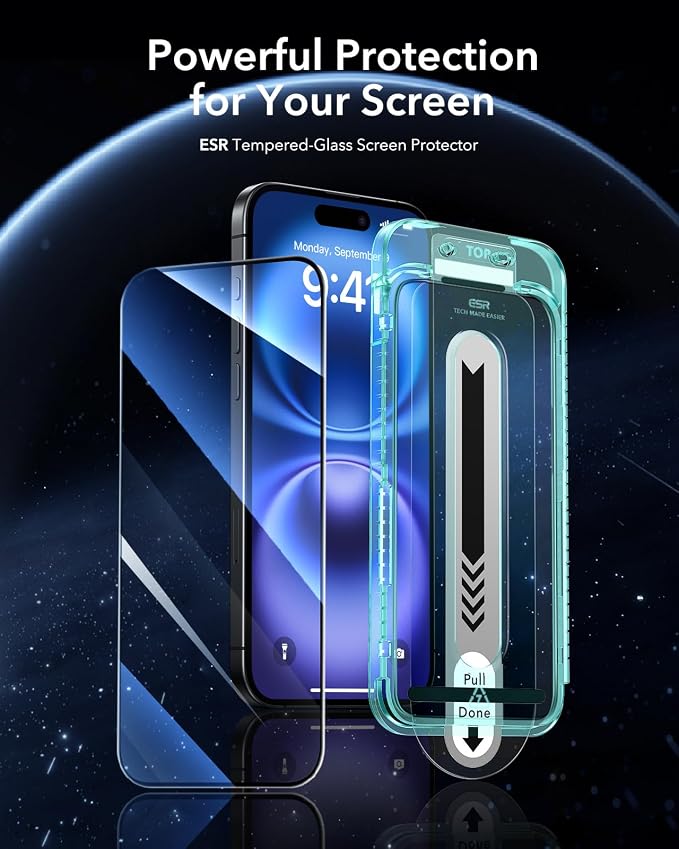 ESR 3 Pack for iPhone 16 /iPhone 15 Screen Protector, Full Coverage Tempered