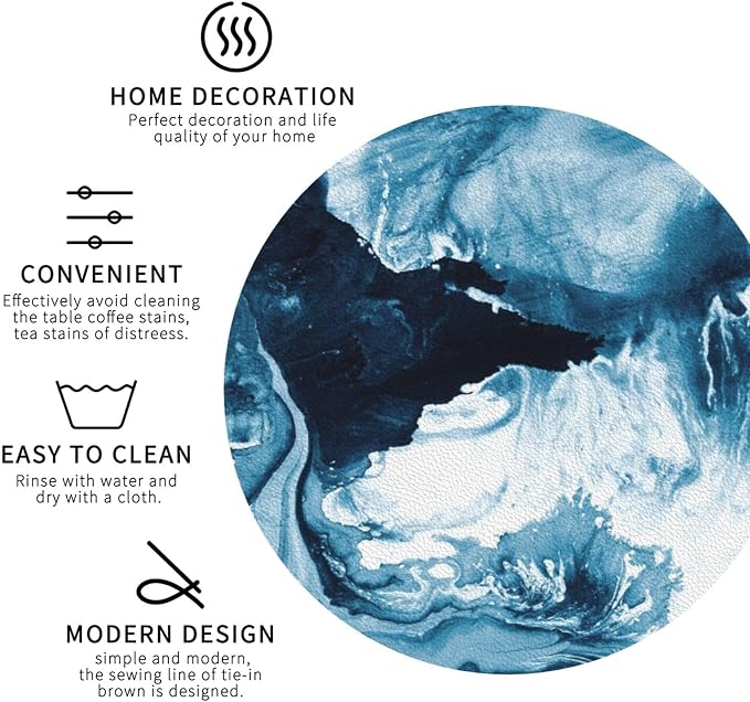 Blue Ocean Marble Coasters Set of 6 Coasters