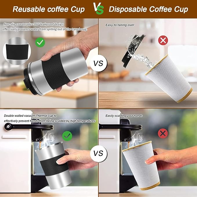 Insulated Travel Coffee Mug, Stainless Steel Coffee Cup