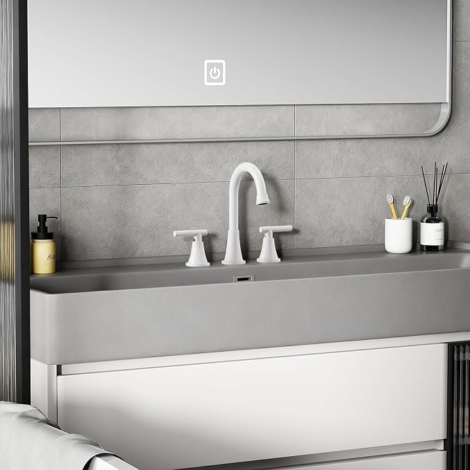 Bathroom Faucets for Sink 3 Hole, White Bathroom Sink Faucet