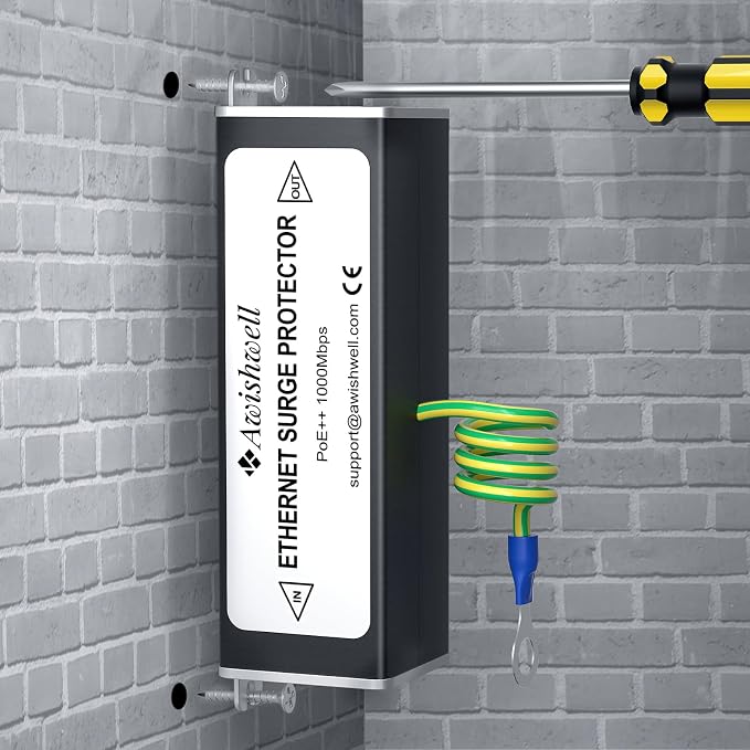 Ethernet Surge Protector Gigabit, 20KA PoE++ Ethernet Lightning Arrestor