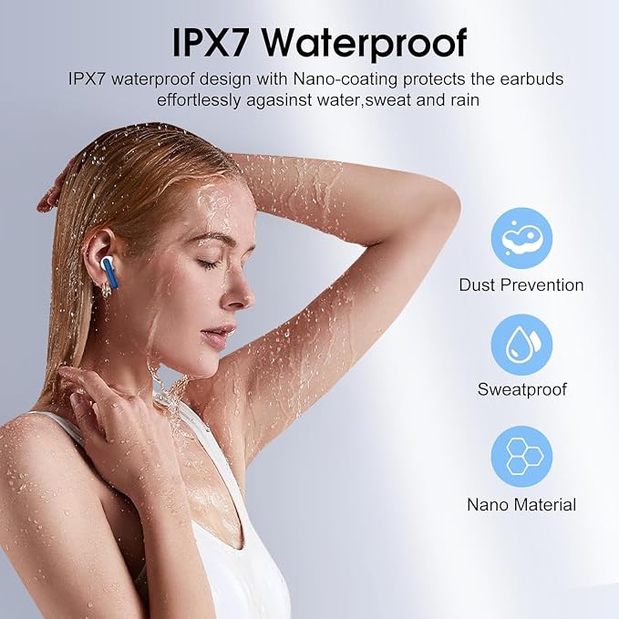 Wireless Earbuds, 40H Ultralight in-Ear Buds, IP7 Waterproof Earphones