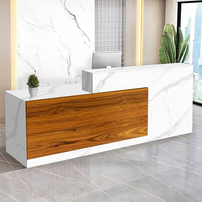 Reception Desk with Counter Modern Checkout Counter with Lockable Drawer
